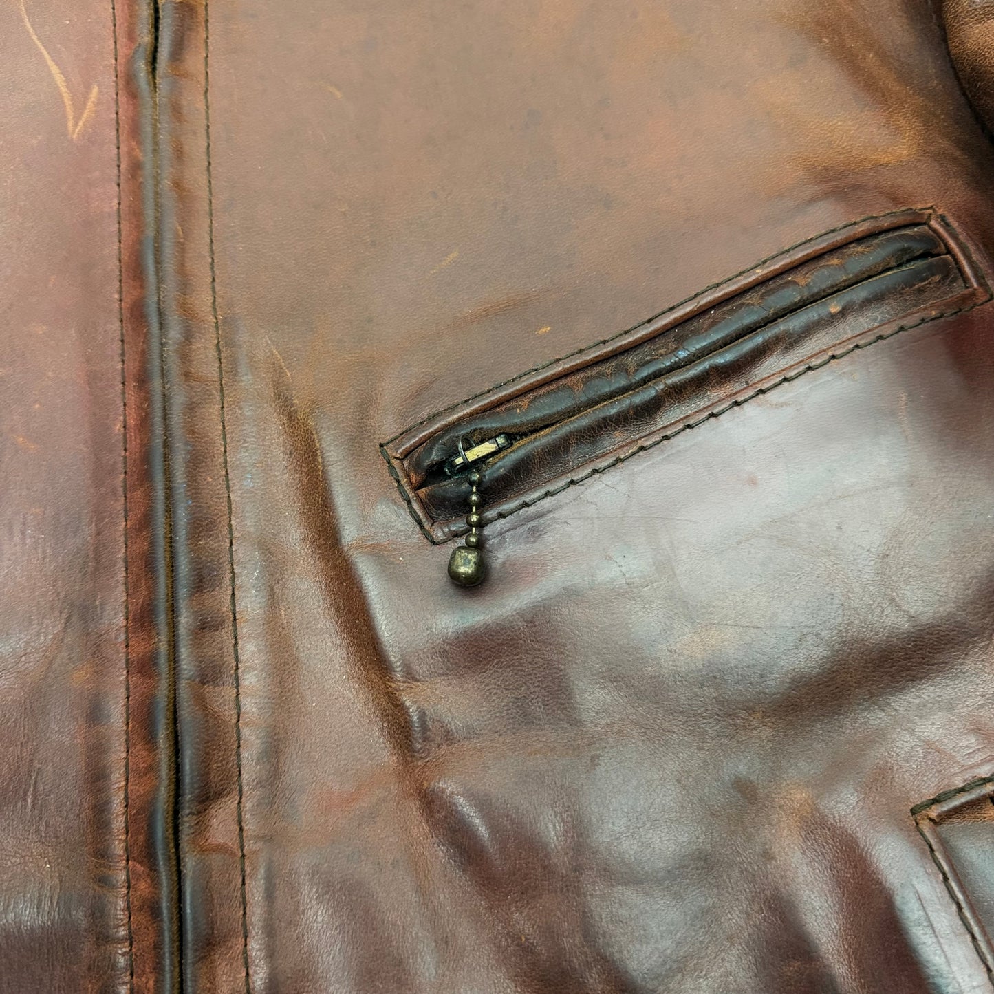 Aero Leather Horsehide Half-Belt Jacket - 1930's Style - Size 38