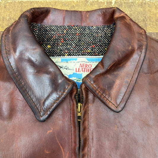 Aero Leather Horsehide Half-Belt Jacket - 1930's Style - Size 38