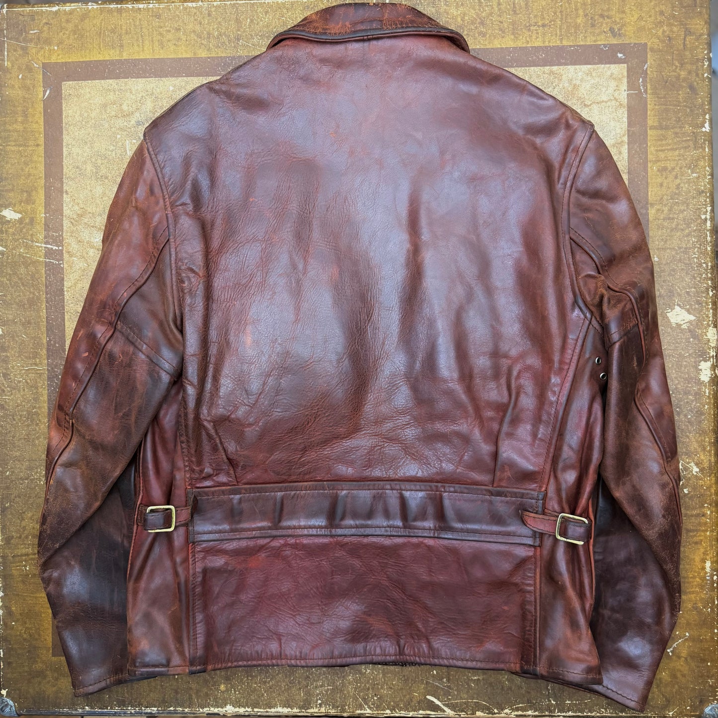 Aero Leather Horsehide Half-Belt Jacket - 1930's Style - Size 38