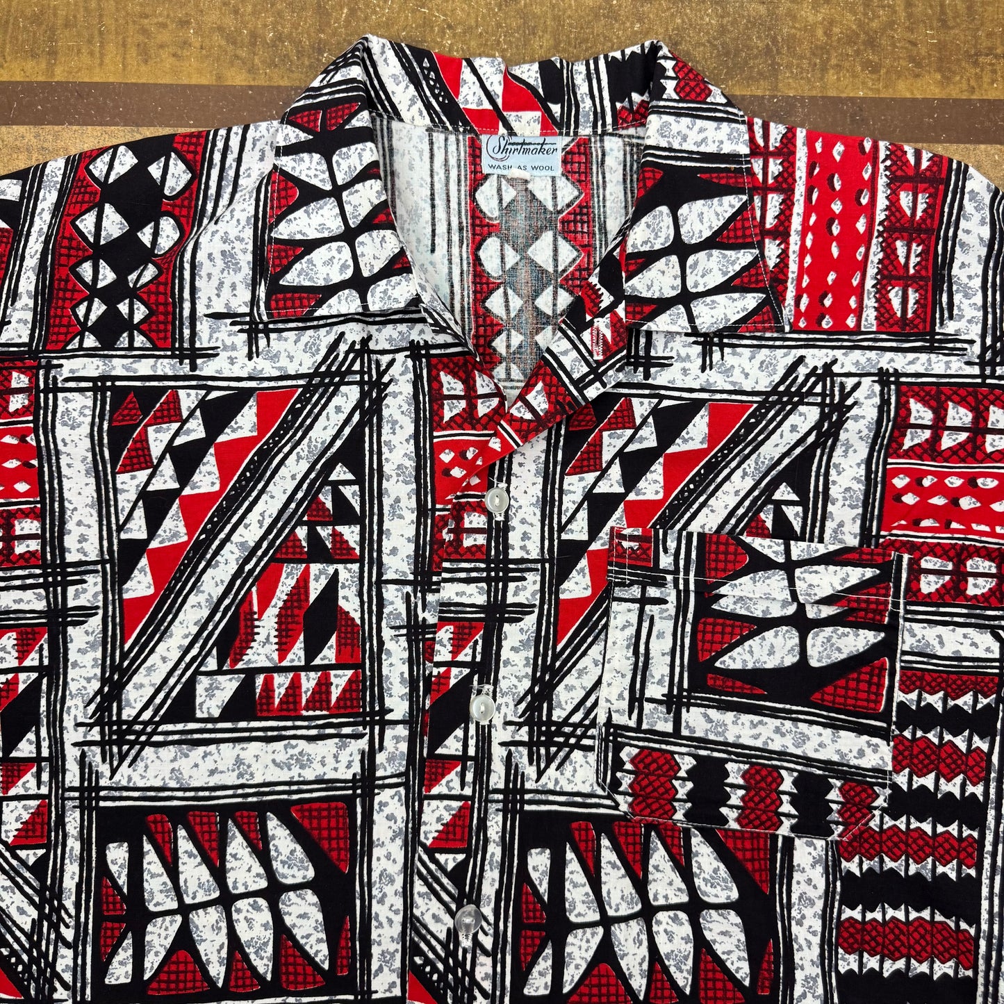 Shirtmaker Red Hawaiian Print - 1950's/60's - Size XL