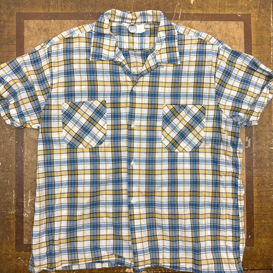 100% Cotton Plaid Flannel - 1950’s/60’s - Size Large