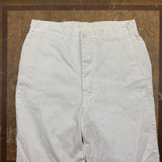WWII USN 100% Cotton White Trousers - 1940’s - Size