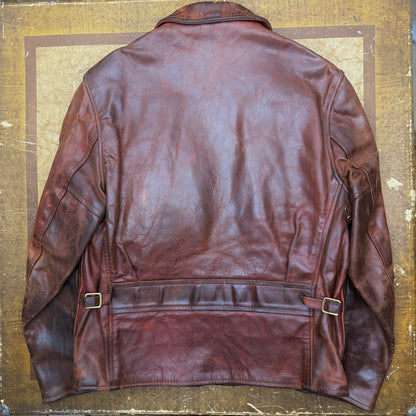 Aero Leather Horsehide Half-Belt Jacket - 1930's Style - Size 38