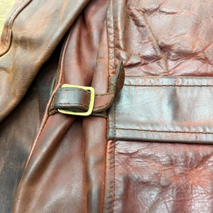Aero Leather Horsehide Half-Belt Jacket - 1930's Style - Size 38